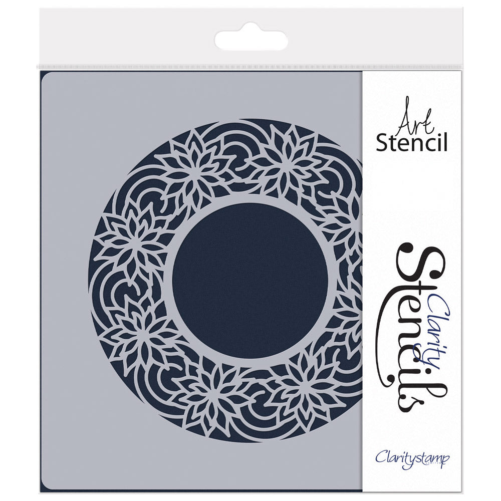 Poinsettia Swirls Aperture Round Stencil 7" x 7"
