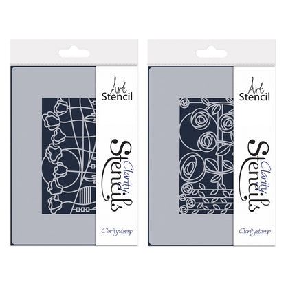 Art Nouveau Bed of Roses & Poppy Fields A5 Stencil Duo