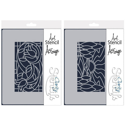 Art Nouveau Lilies & Landscape A5 Stencil Duo