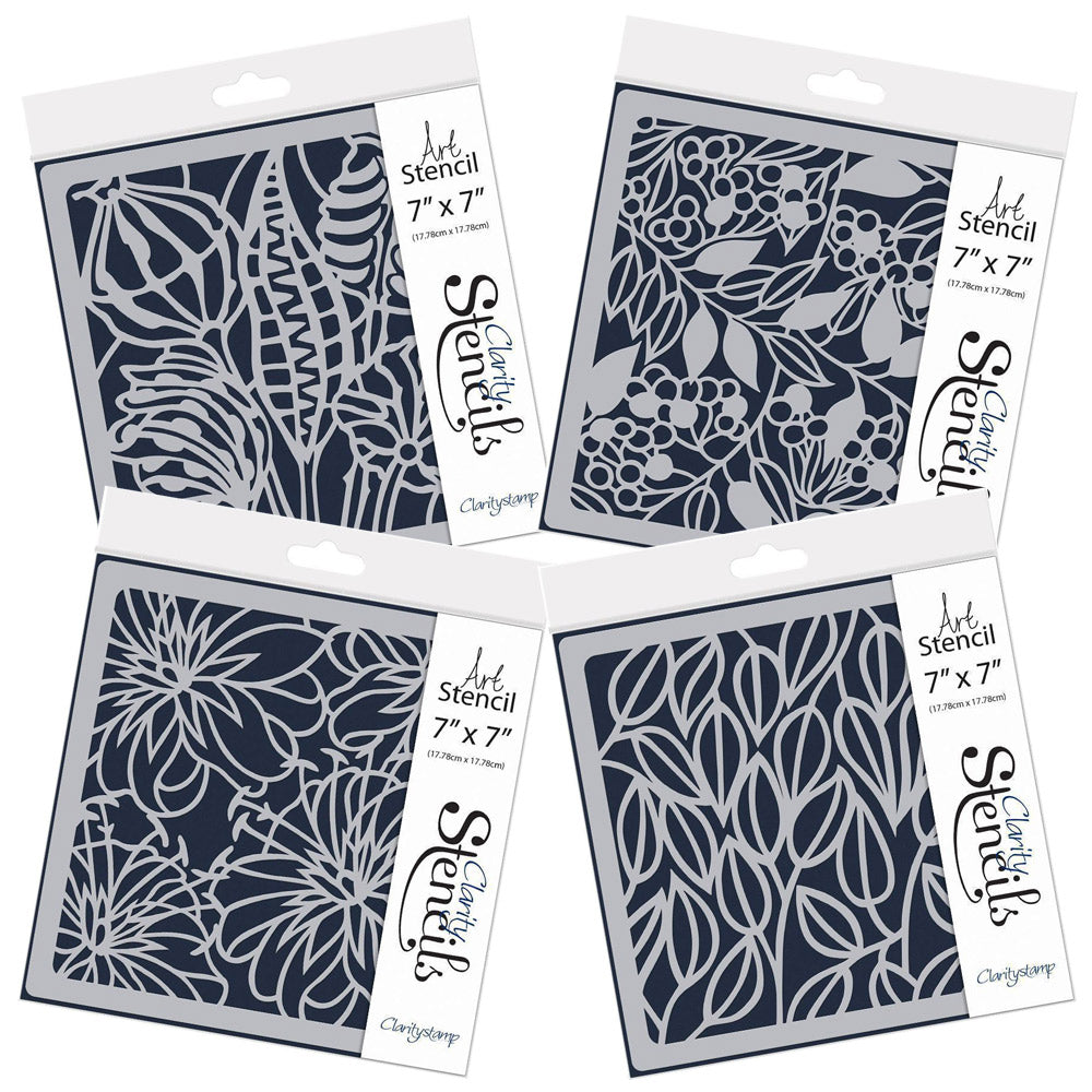 Flowers & Foliage - Botanicals 7" x 7" Stencil Quartet