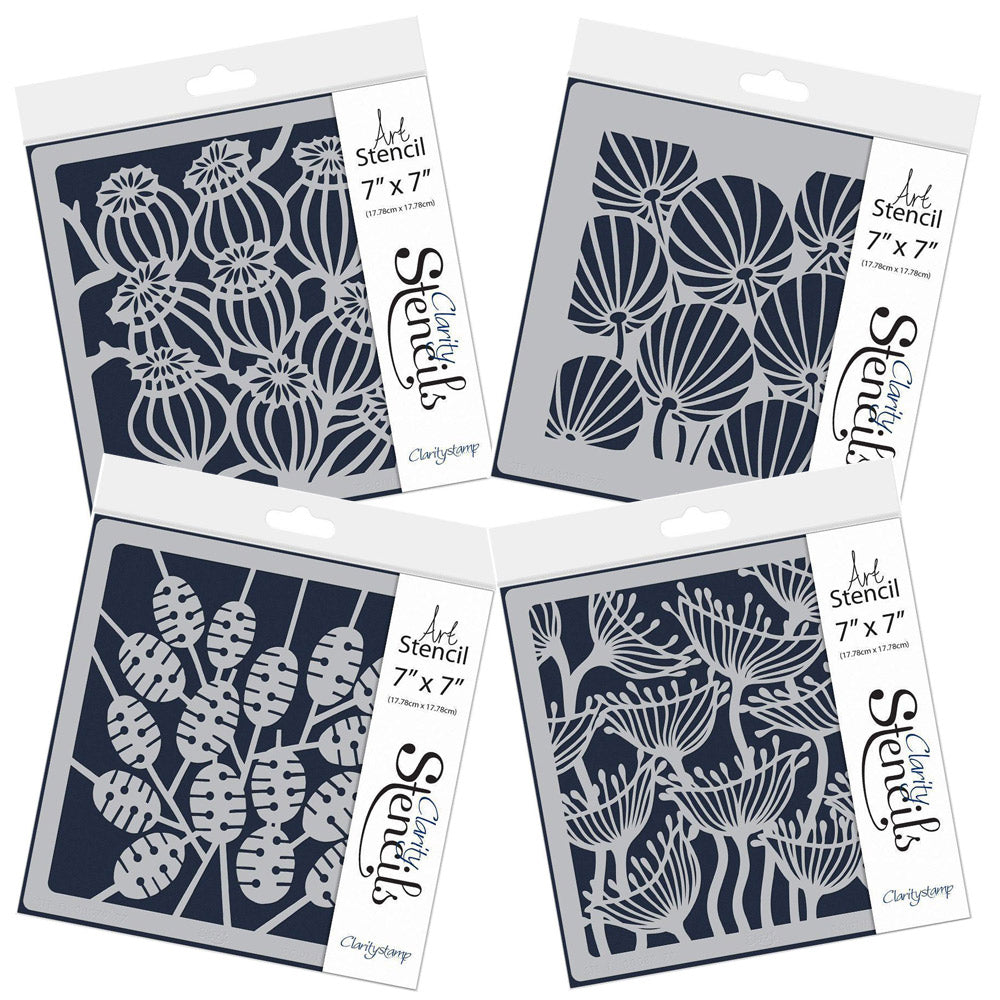 Seeds & Pods - Botanicals 7" x 7" Stencil Quartet