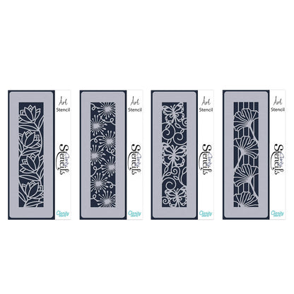 Decorative Panels Stencil Collection - Set 1 - Lotus, Alliums, Butterfly Swirls & Ginkgo
