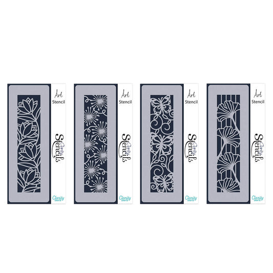 Decorative Panels Stencil Collection - Set 1 - Lotus, Alliums, Butterfly Swirls & Ginkgo