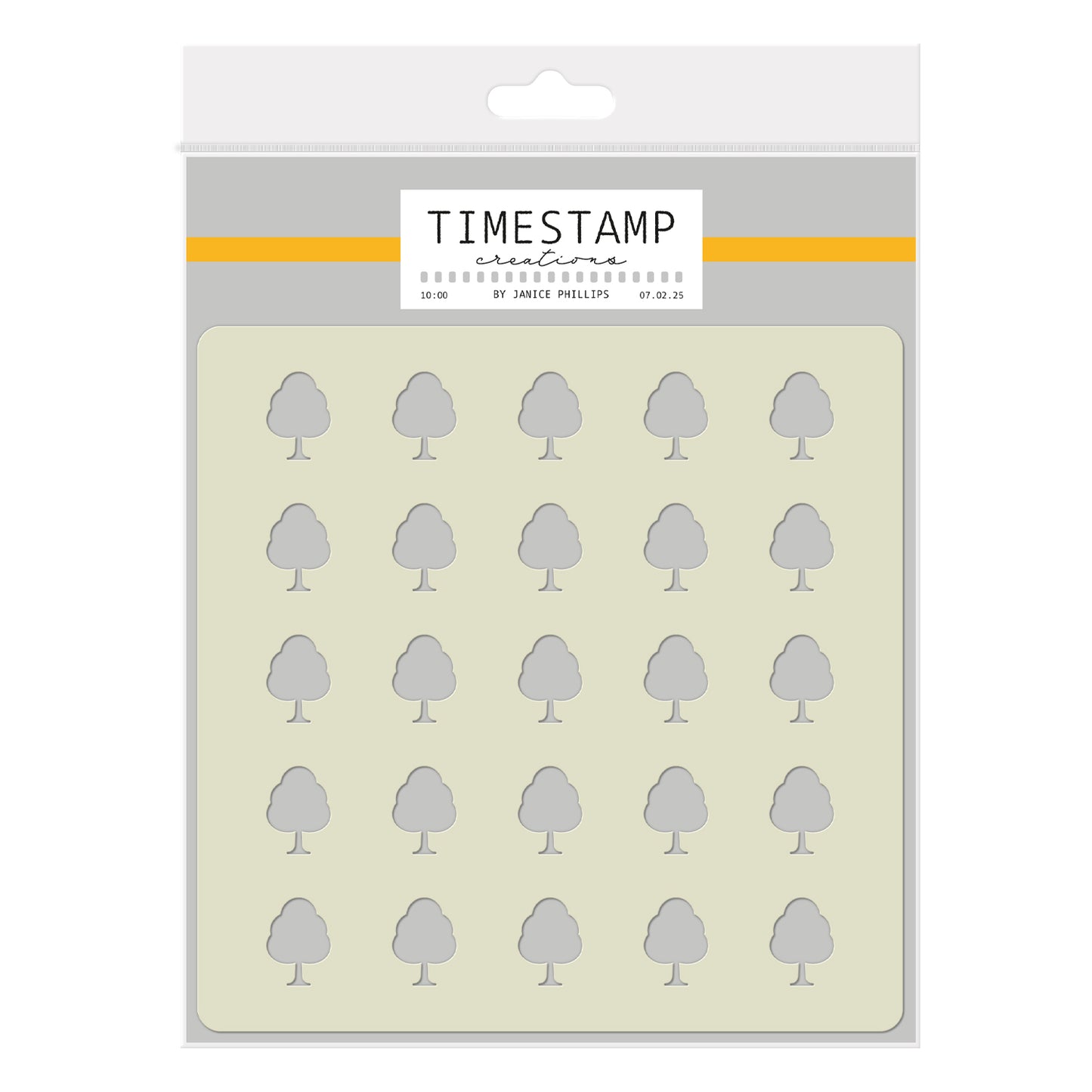 Timestamp Creations by Janice Phillips - Tree Background 5" x 5" Stencil