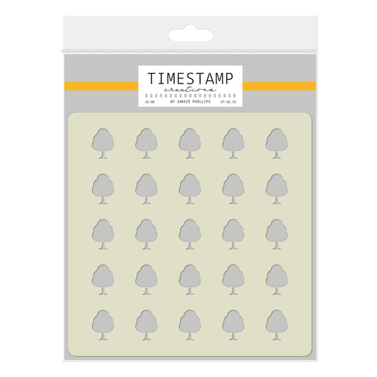 Timestamp Creations by Janice Phillips - Tree Background 5" x 5" Stencil
