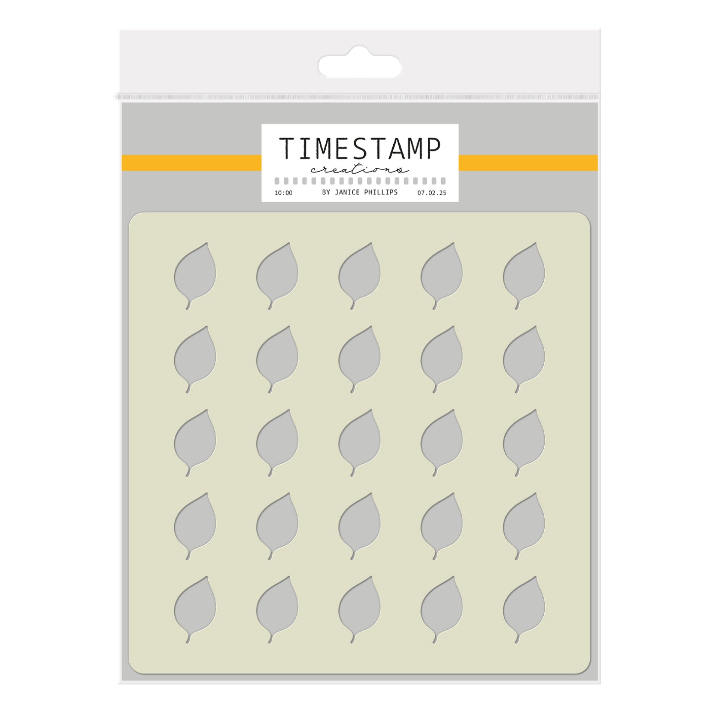 Timestamp Creations by Janice Phillips - Leaf Background 5" x 5" Stencil
