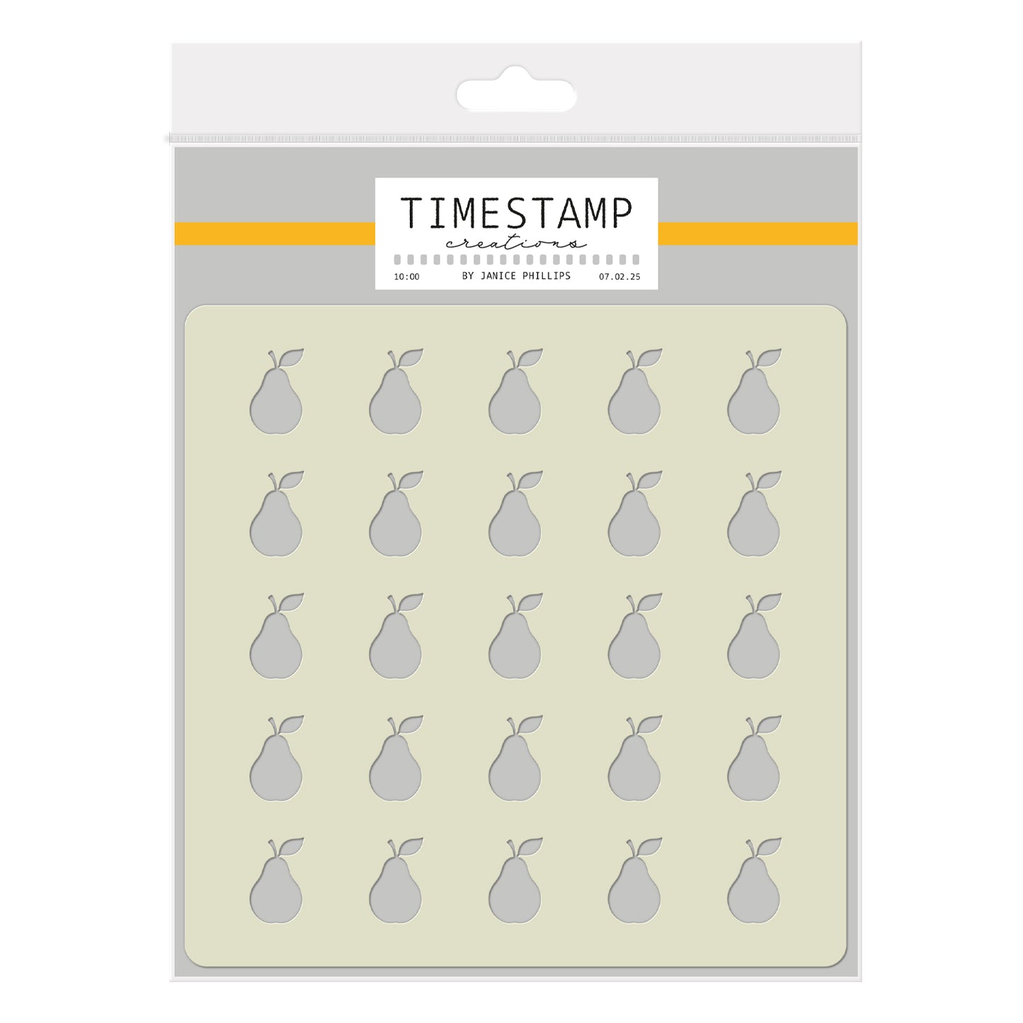 Timestamp Creations by Janice Phillips - Pear Background 5" x 5" Stencil
