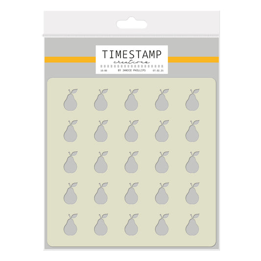 Timestamp Creations by Janice Phillips - Pear Background 5" x 5" Stencil