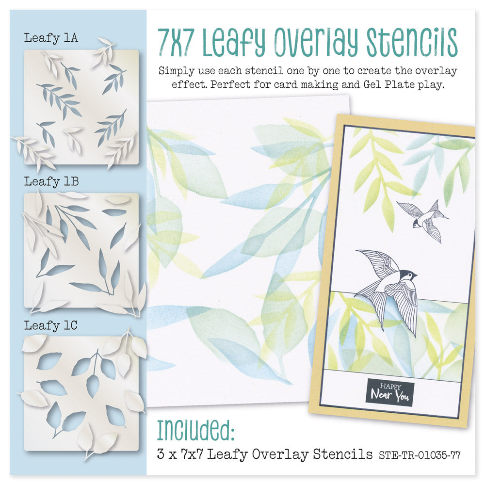 Leafy Overlay 7" x 7" Stencil Trio
