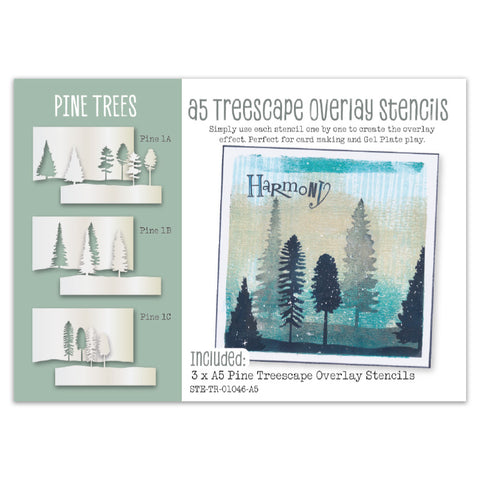 Pine Trees Treescape Overlay Stencil Set A5