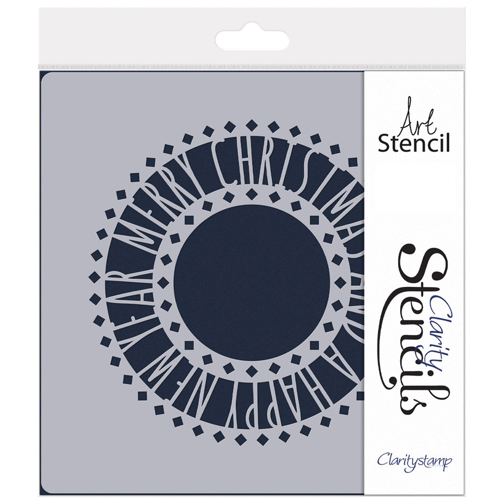 Merry Christmas & a Happy New Year Aperture Round Stencil 7" x 7"