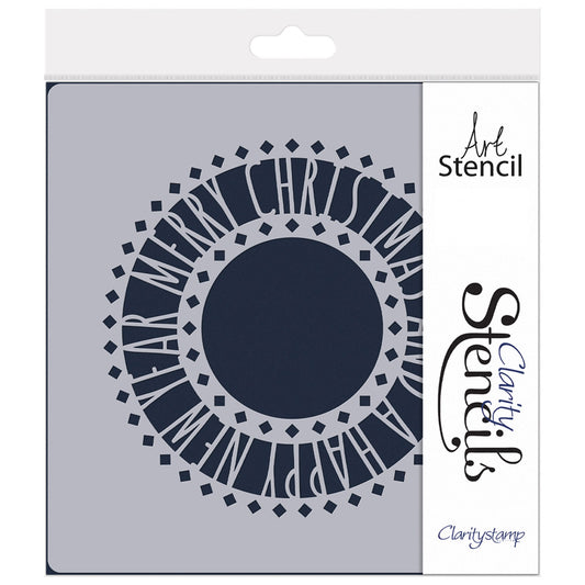 Merry Christmas & a Happy New Year Aperture Round Stencil 7" x 7"
