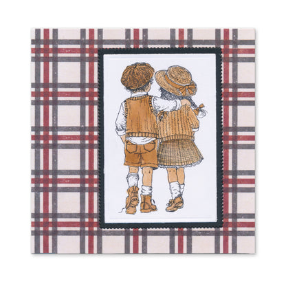 Barbara's Vintage Children Stamps & Tartan Frames Collection with FREE GIFT Blending Pen Worth £6.25