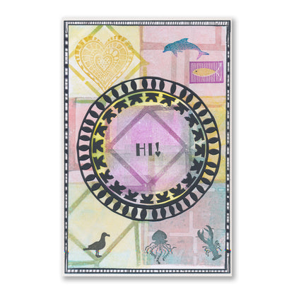 Abstract Layout 5 7" x 7" Stencil Duo