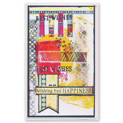 KISS by Clarity - Tina's Retro Banners A5 Stamp Set