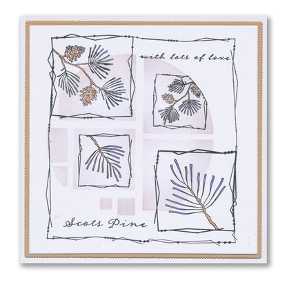 Barbara's SHAC Scots Pine Floral Panels A6 Square Stamp Set