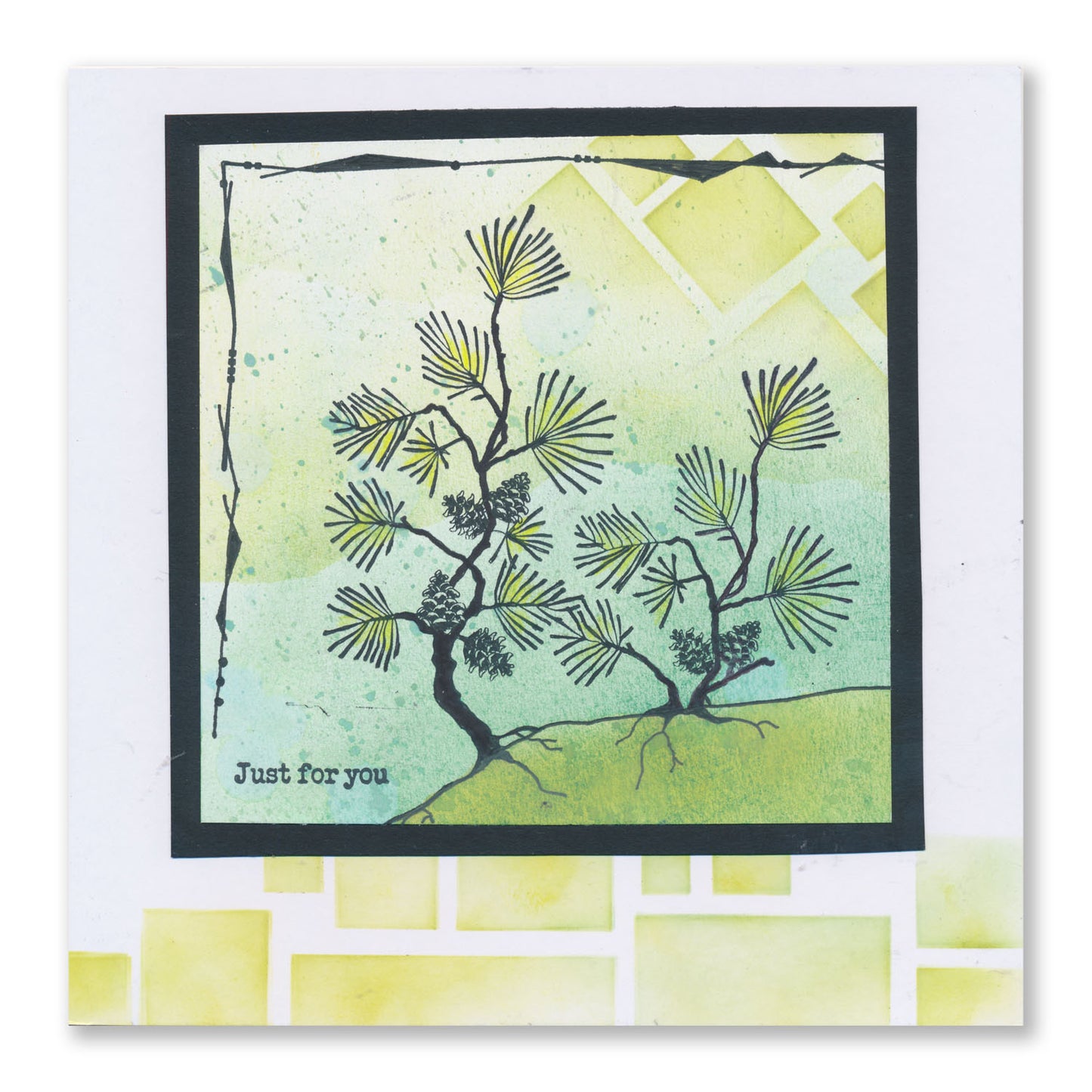 Barbara's SHAC Scots Pine Floral Panels A5 Square Stamp & Mask Set