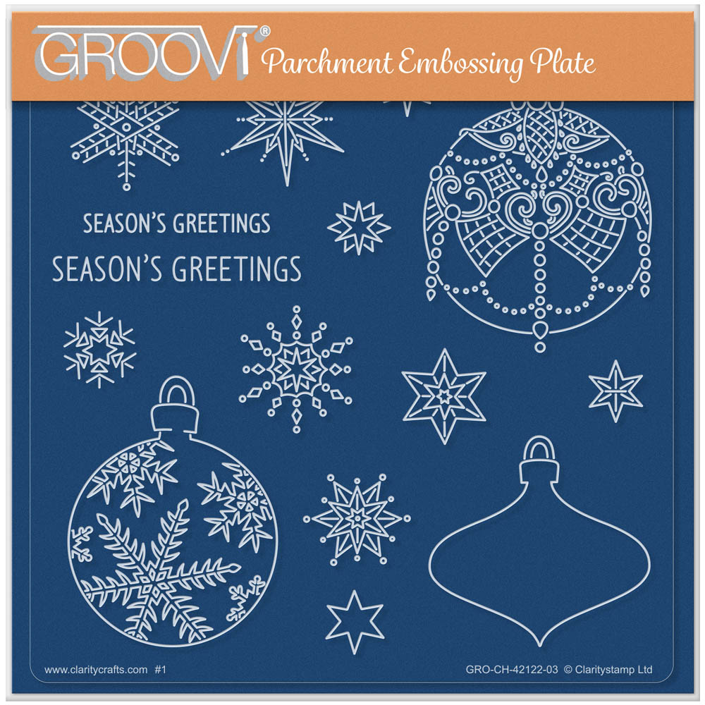 Barbara's SHAC Baubles - Season's Greetings A5 Square Groovi Plate