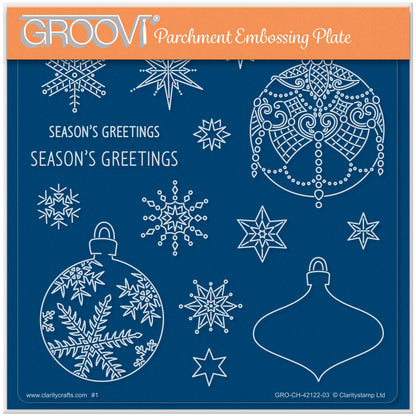 Barbara's SHAC Baubles - Season's Greetings A5 Square Groovi Plate