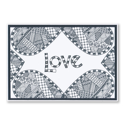 Barbara's SHAC Bijou Love Heart Doodle A6 Stamp & Mask Set