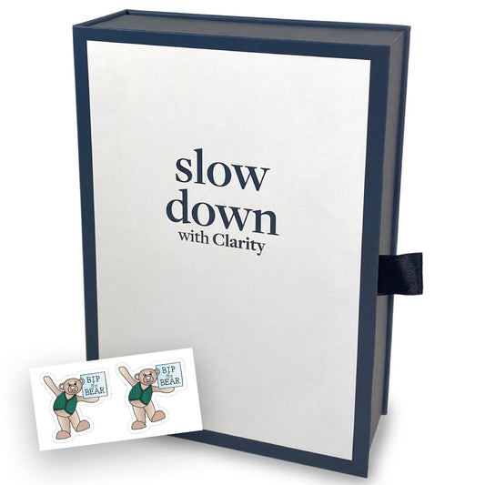 Slow Down with Clarity Deluxe Book Box with BIP the Bear Stickers