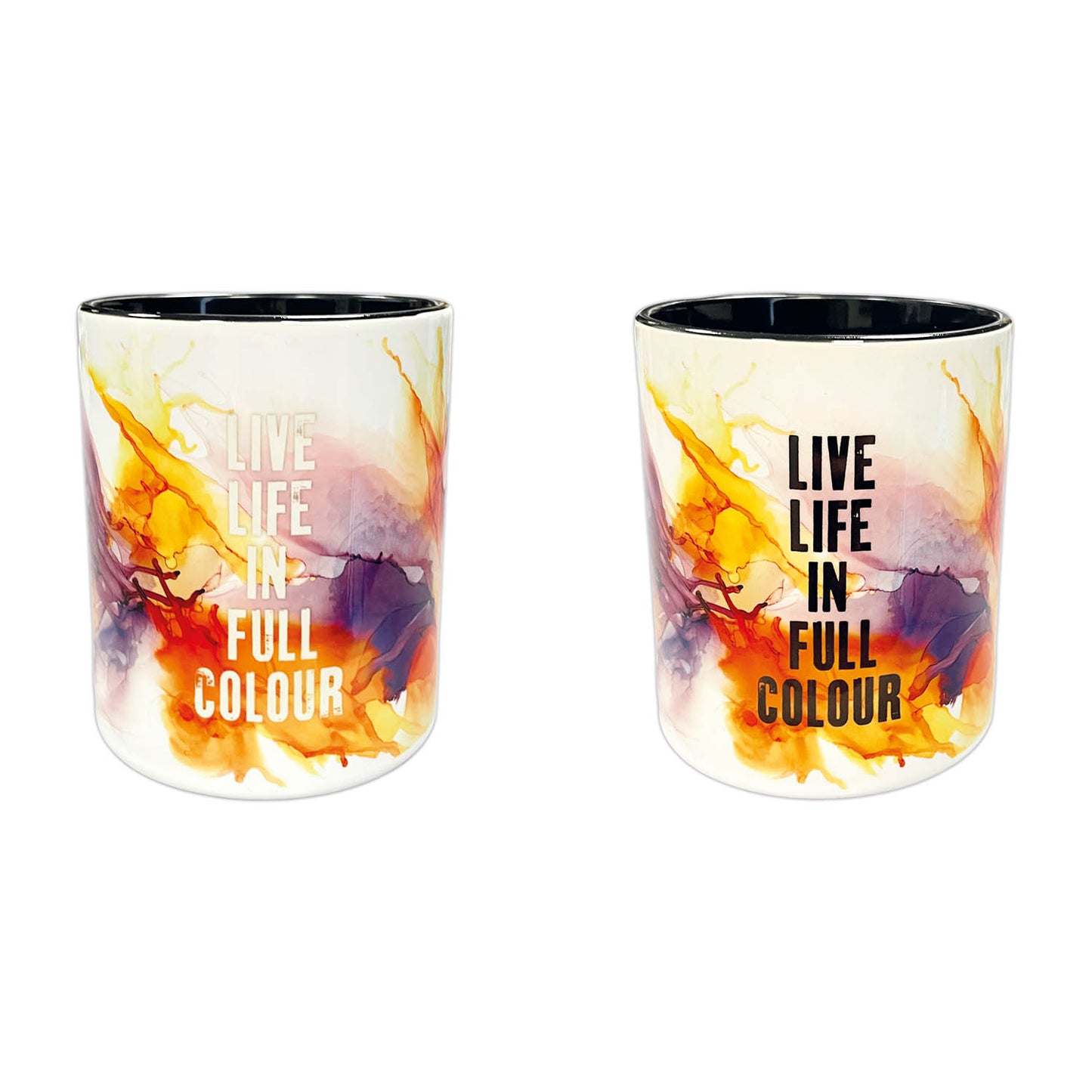 Small Ceramic Pen Pot - Live Life In Full Colour - Black Writing