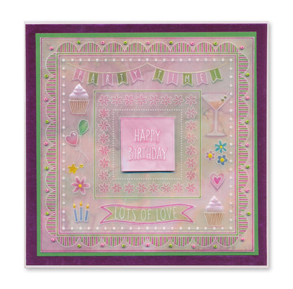 Jazz's Happy Birthday Toppers & Tags A4 Square Groovi Plate