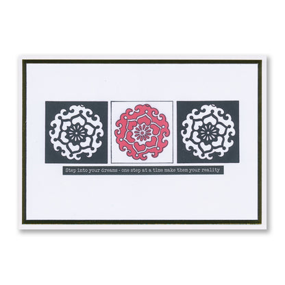 Barbara's Japanese Floral Tiles - Just to Say - Three Way Overlay A4 Stamp Set