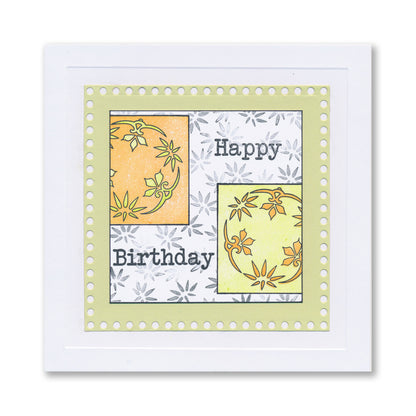 Barbara's Japanese Floral Tiles - Happy Birthday - Three Way Overlay A4 Stamp Set