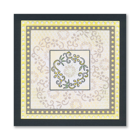 Barbara's Japanese Floral Tiles - Happy Birthday - Three Way Overlay A4 Stamp Set