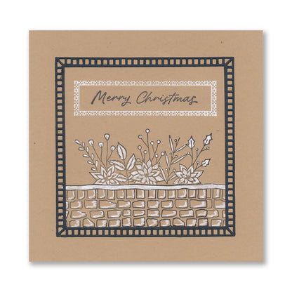 Holly & Cobblestone Wall A6 Stamp & Mask Set