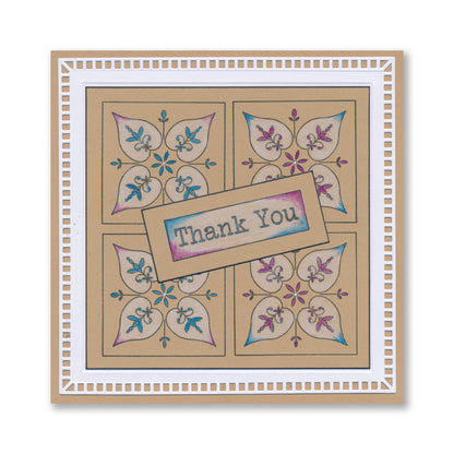 Barbara's Japanese Floral Tiles - Thank You - Three Way Overlay A4 Stamp Set