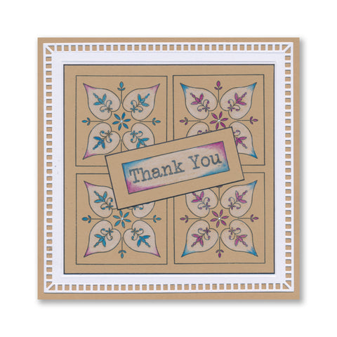 Barbara's Japanese Floral Tiles - Thank You - Three Way Overlay A4 Stamp Set