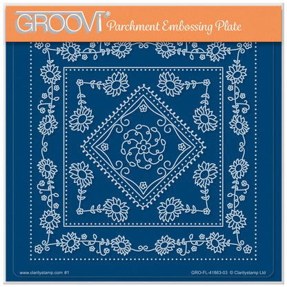 Jazz's Summer Sunflowers Frame A5 Square Groovi Plate