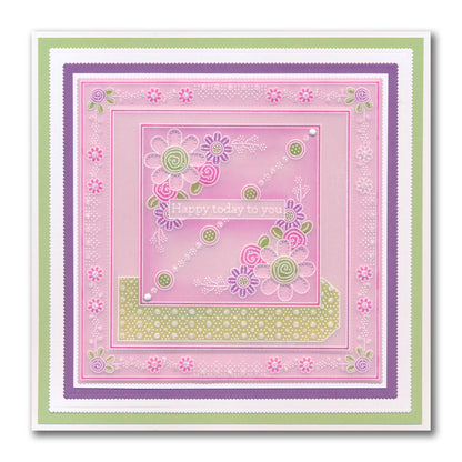 Tina's Floral Layering Parchlets A6 Square Groovi Plate Quartet