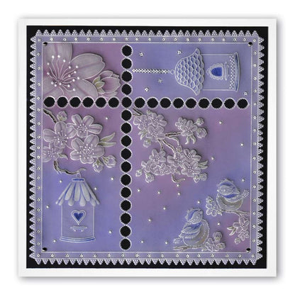 Linda's 123 - Blue Tits A4 Square Groovi Plate