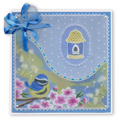 Linda's 123 - Blue Tits A4 Square Groovi Plate