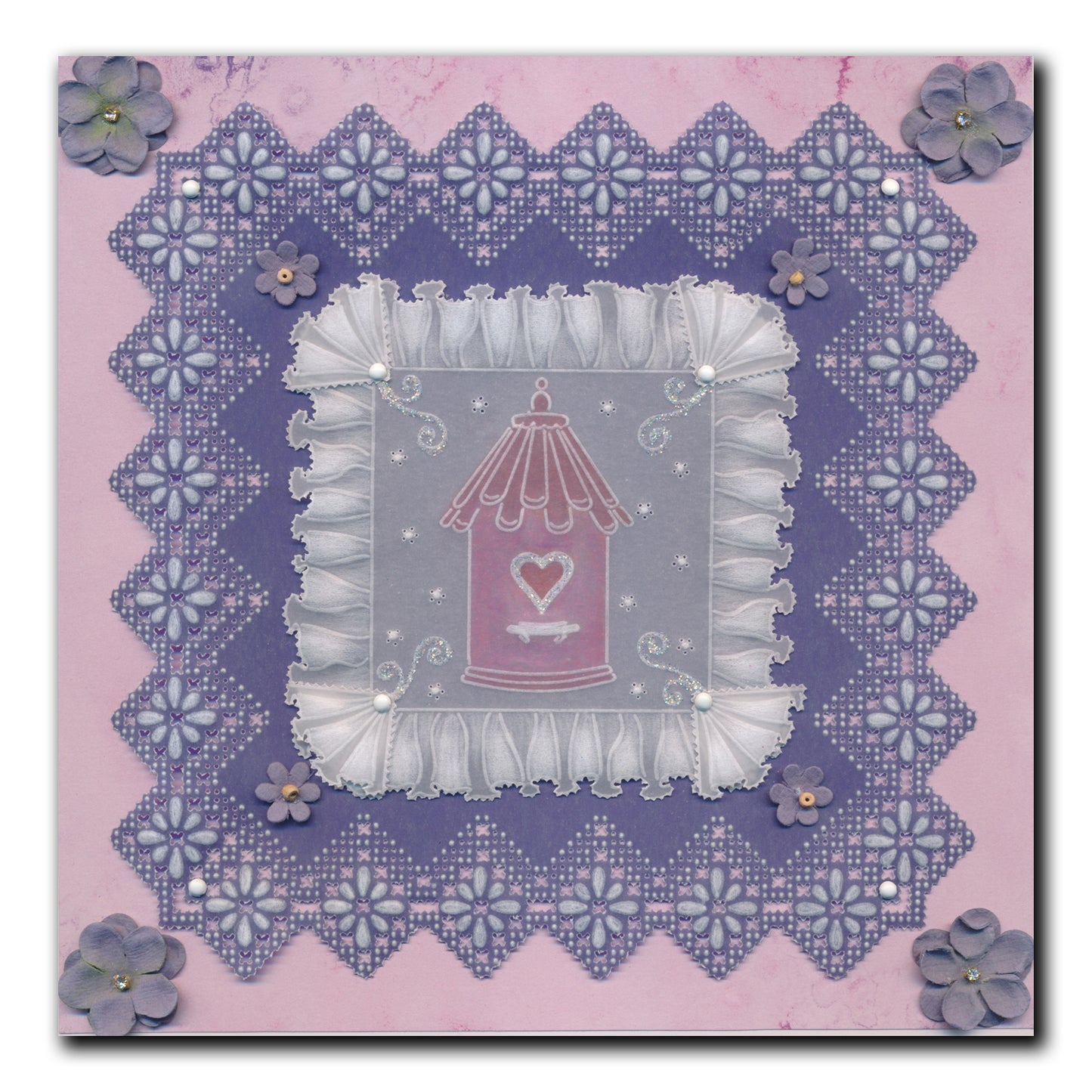 Linda's 123 - Blue Tits A4 Square Groovi Plate