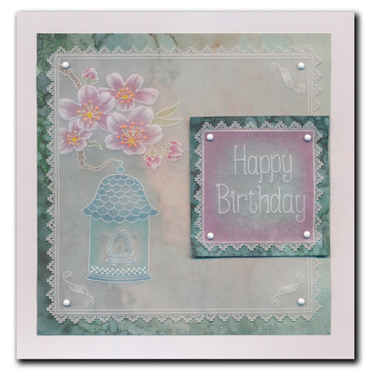 Linda's 123 - Blue Tits A4 Square Groovi Plate