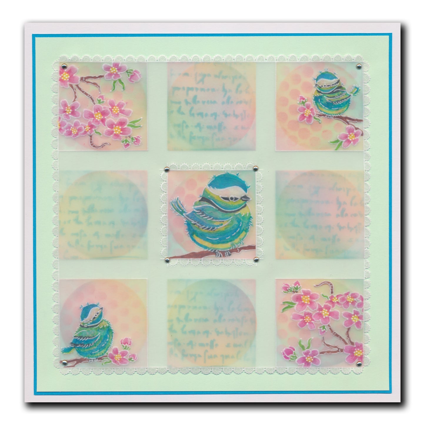 Linda's 123 - Blue Tits A4 Square Groovi Plate