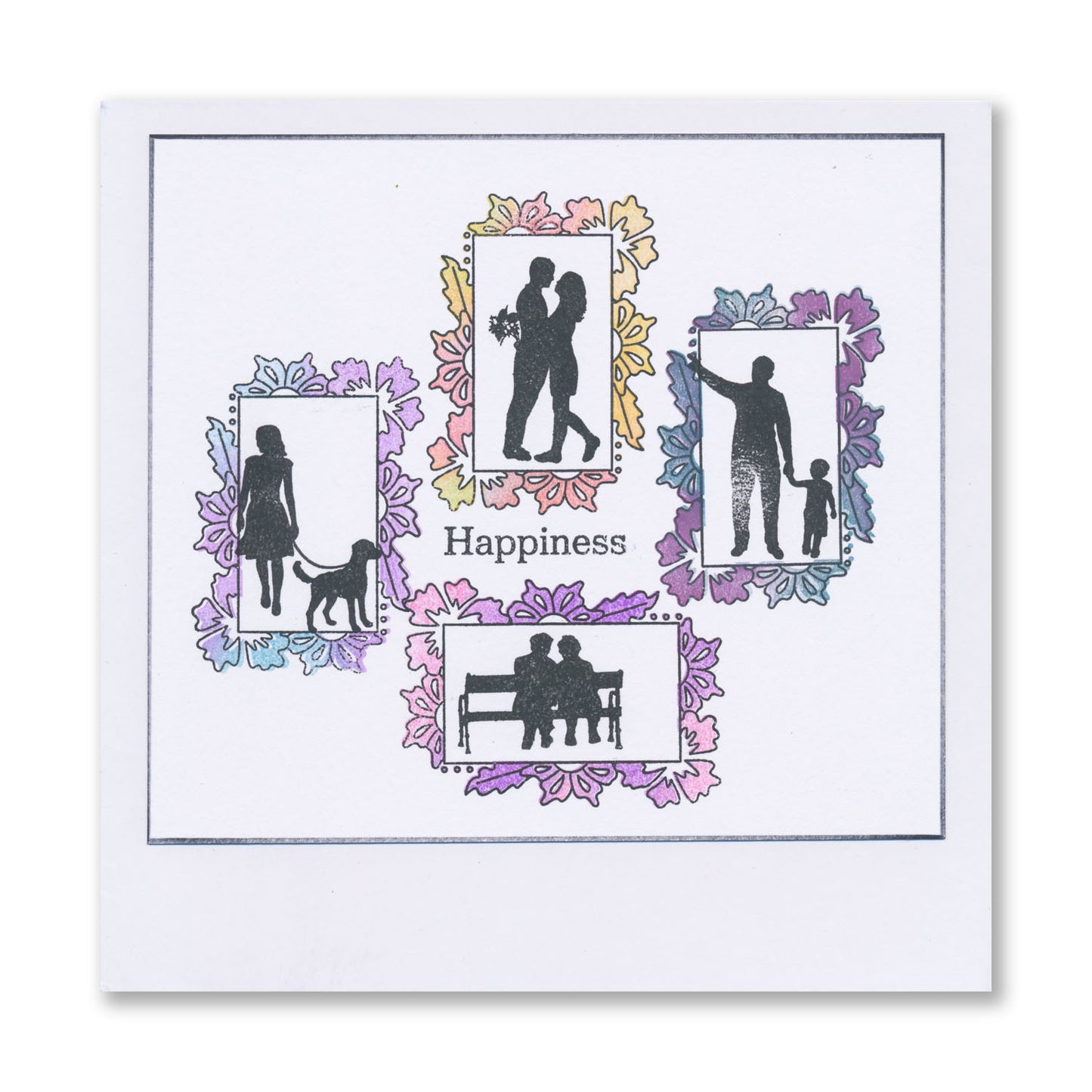 Barbara's Happiness - Floral Panel - Two Way Overlay A5 Square Stamp Set