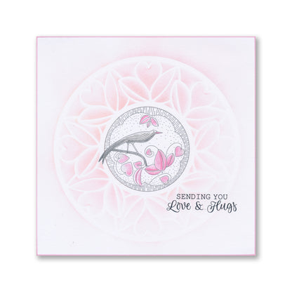 Barbara's Lovebird - Two Way Overlay A5 Square Stamp & Mask Set