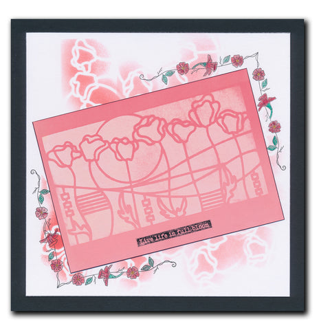 Art Nouveau Bed of Roses & Poppy Fields A5 Stencil Duo