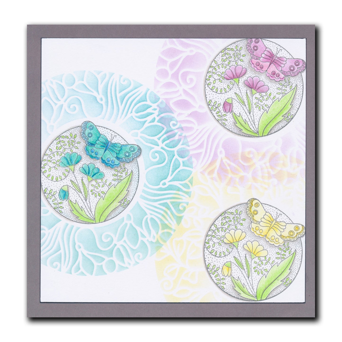 Barbara's SHAC Snowdrops Circular Decorative Frame 7" x 7" Stencil
