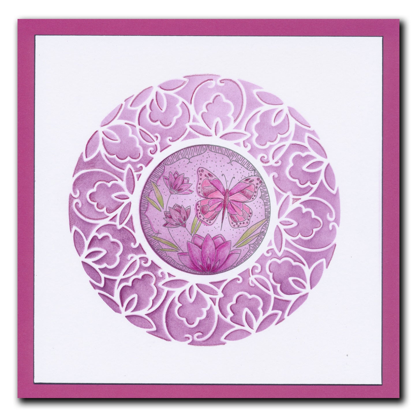 Barbara's SHAC Peace - Japanese 2 Way Overlay Flowers & Butterflies Stamp, Mask & Stencil Duo