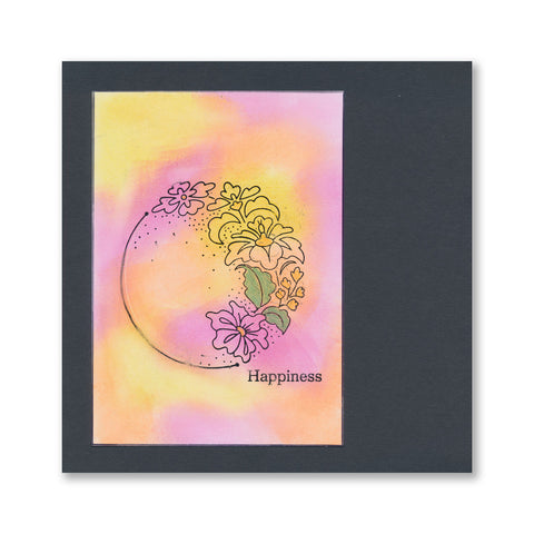 Barbara's Happiness - Japanese Floral Crescent - Two Way Overlay A6 Stamp Set