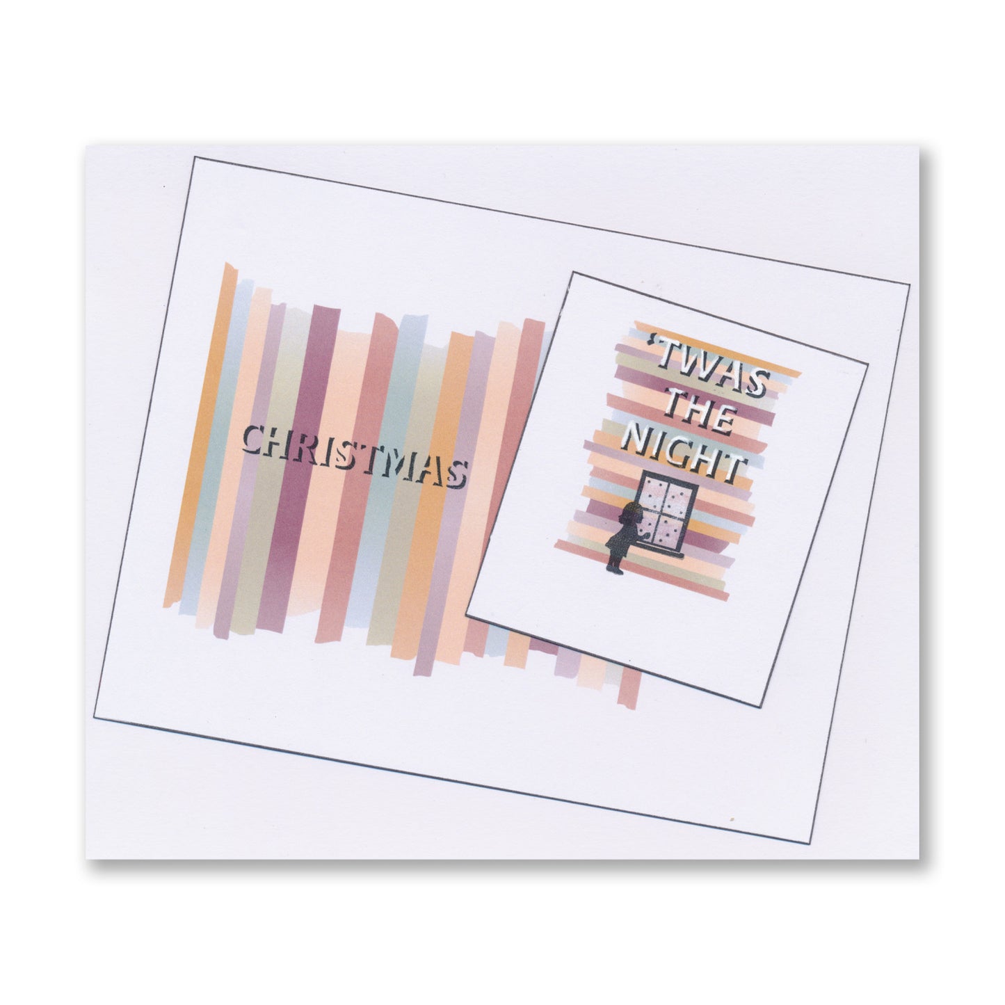 Handmade Christmas card featuring Fabric Strip Toppers & Tags with the "Christmas" and "'Twas the Night" sentiments created with the Fabric Strip Toppers & Tags collection