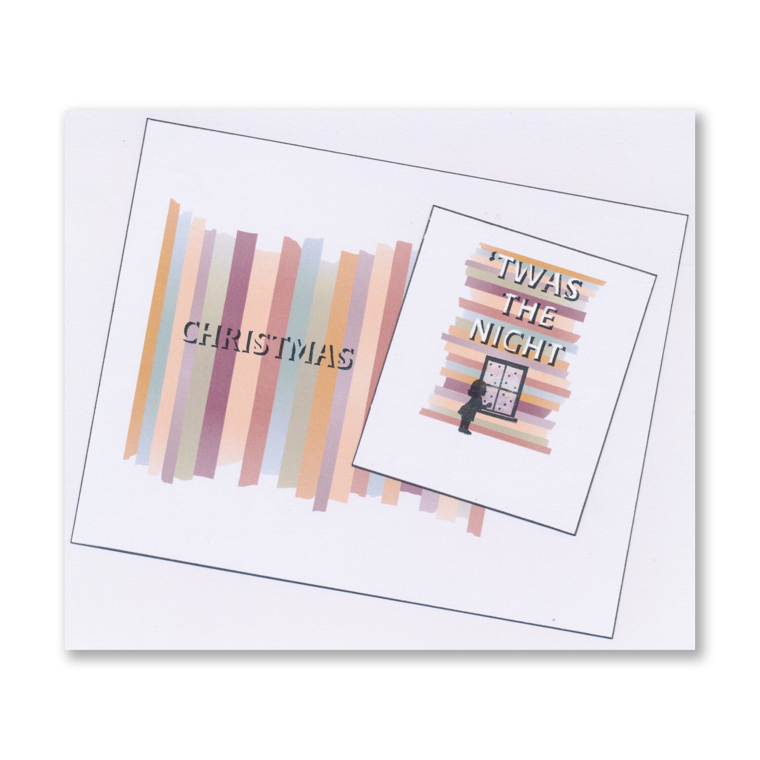 Handmade Christmas card featuring Fabric Strip Toppers & Tags with the "Christmas" and "'Twas the Night" sentiments created with the Fabric Strip Toppers & Tags collection
