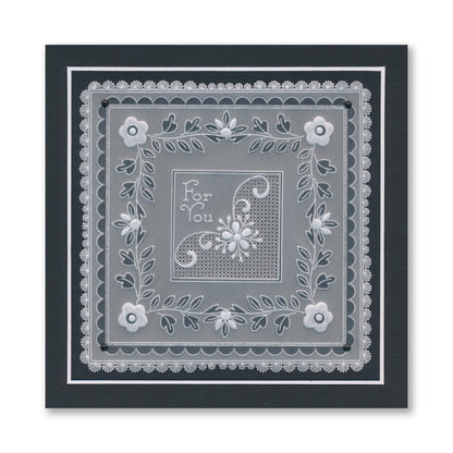 Tina's Thank You Floral Swirls & Corners All in One A5 Square Groovi Plate