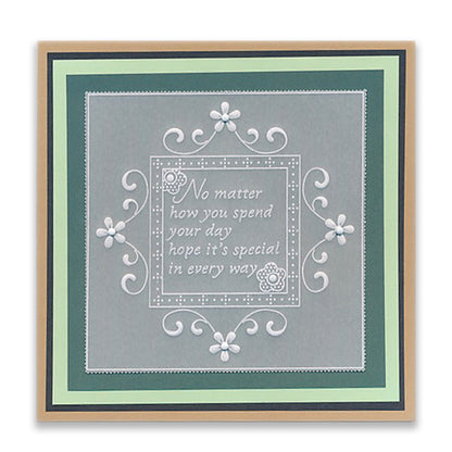 Tina's Thank You Floral Swirls & Corners All in One A5 Square Groovi Plate